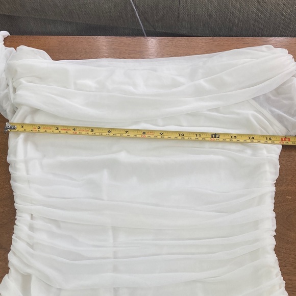 ๐2for$25๐ NWT SHEIN White Ruched Off Shoulder Long Sleeve Bodycon Dress Large - Picture 15 of 16